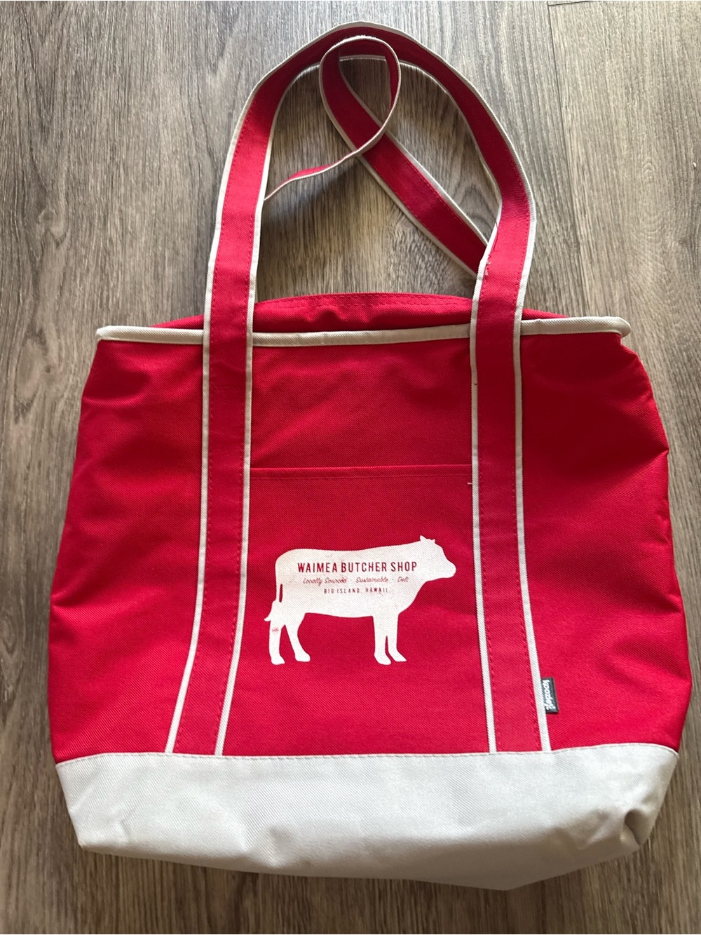 Red Canvas Tote with Cream Trim